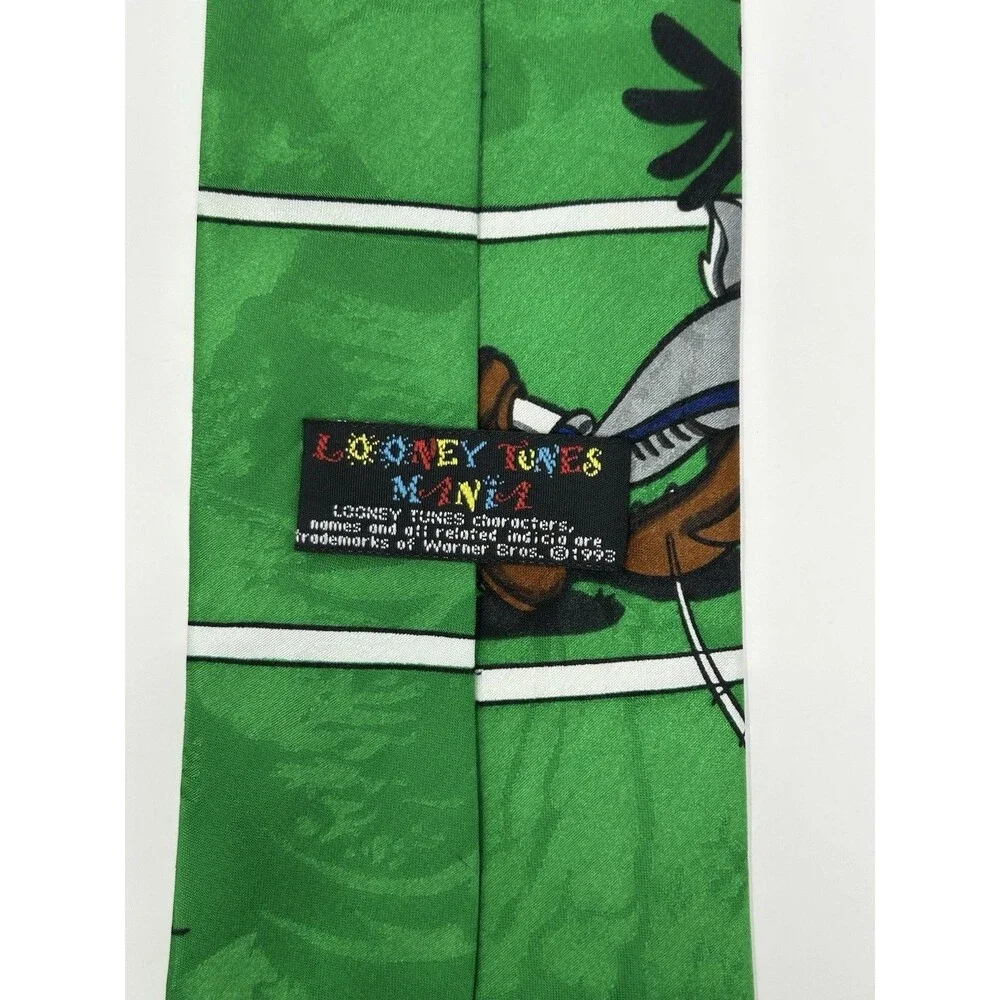 Vintage Looney Tunes Mania Football Tie Taz Bugs Bunny Daffy Duck Green 55.75